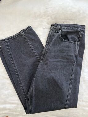 Denim Forum Women's Black Seamed High-Rise Barrel Jeans